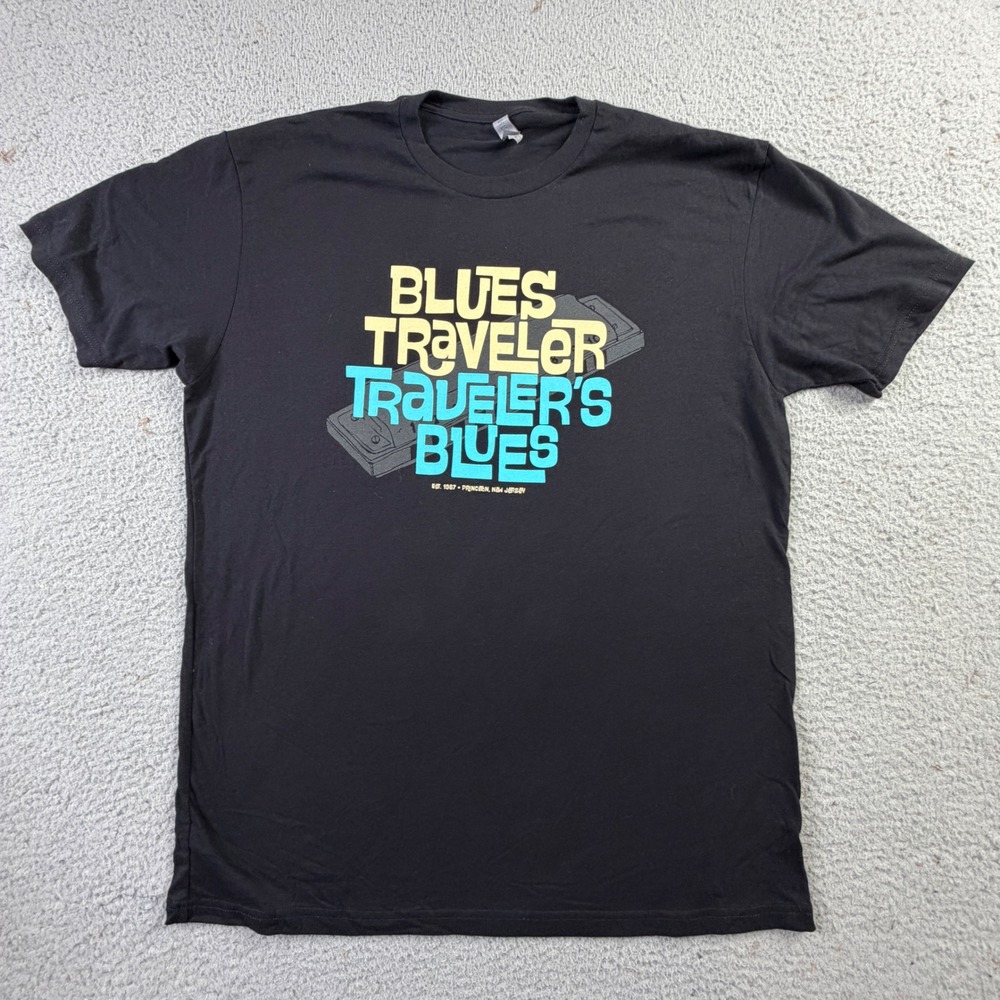 Blues Traveler 2021 Tour Dates Shirt Mens XL Black Travelers Blues Harmonica